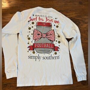 Simply Southern Women's Shirt Size Small White football